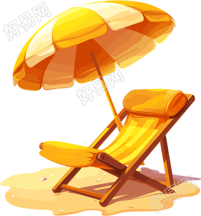 海滩躺椅夏季防暑插画