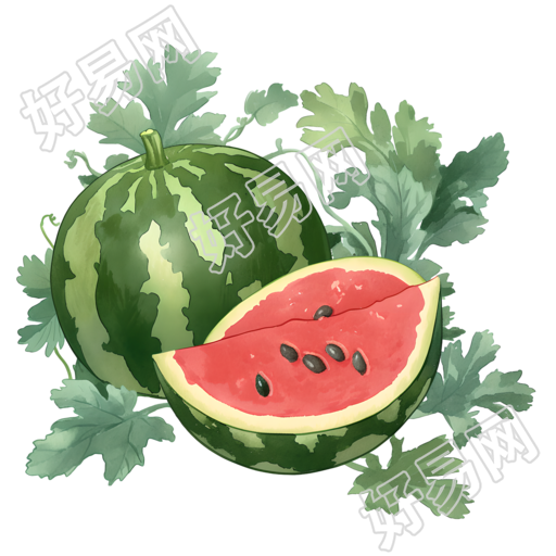夏天西瓜透明背景插图