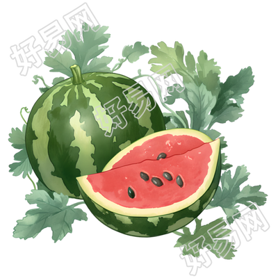 夏天西瓜透明背景插图