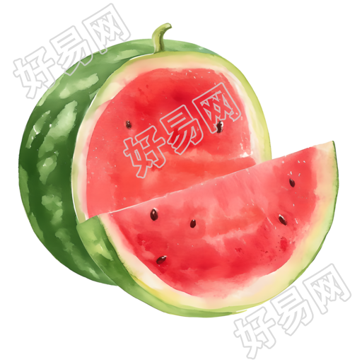 夏天西瓜水彩插图