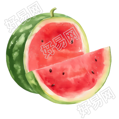 夏天西瓜水彩插图