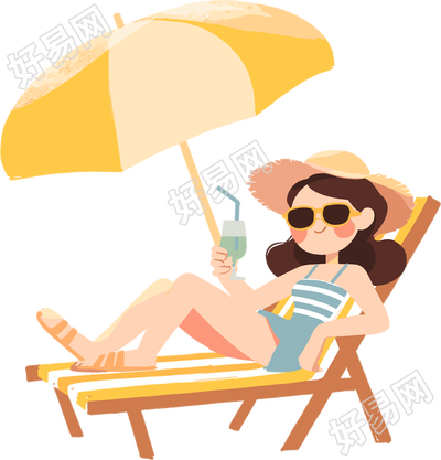 夏季防暑躺椅女孩素材