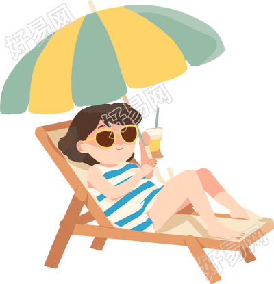 夏季防暑躺椅女孩元素