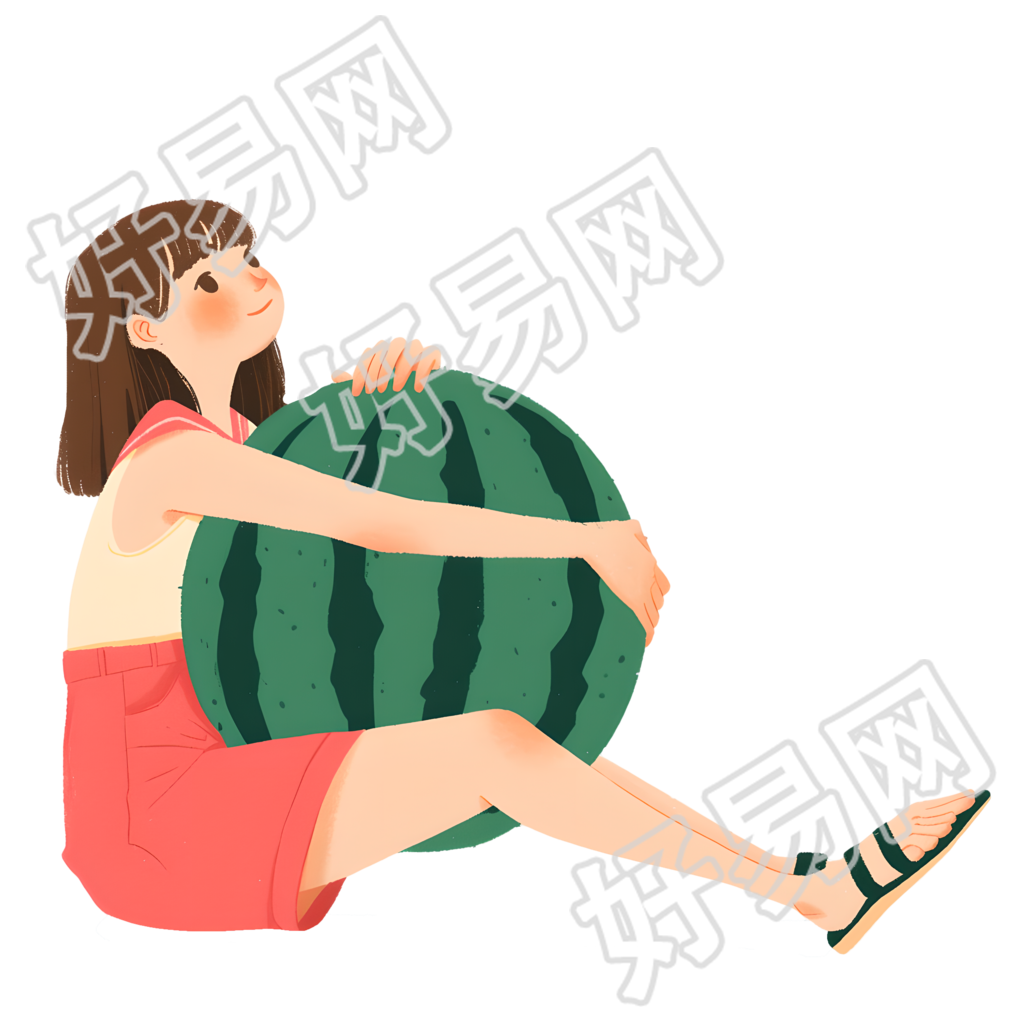 西瓜女孩夏天插图