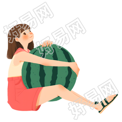 西瓜女孩夏天插图