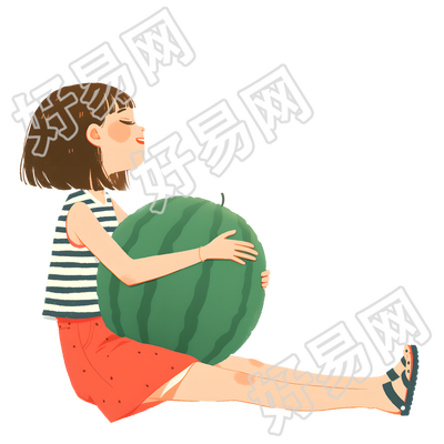 西瓜女孩创意夏天素材