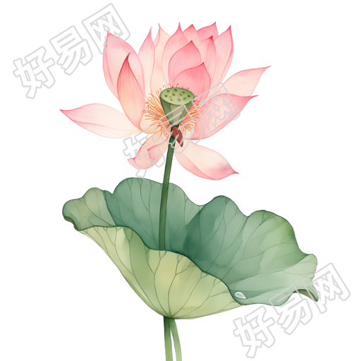 荷叶荷花夏天元素