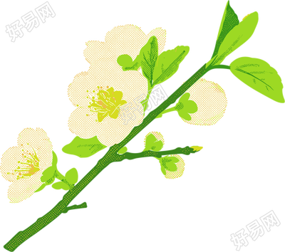 樱花水彩植物元素