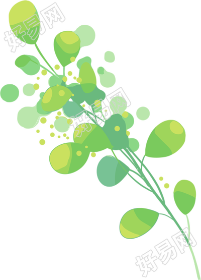 水彩植物绿叶插图