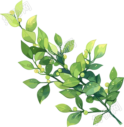 水彩植物卡通元素