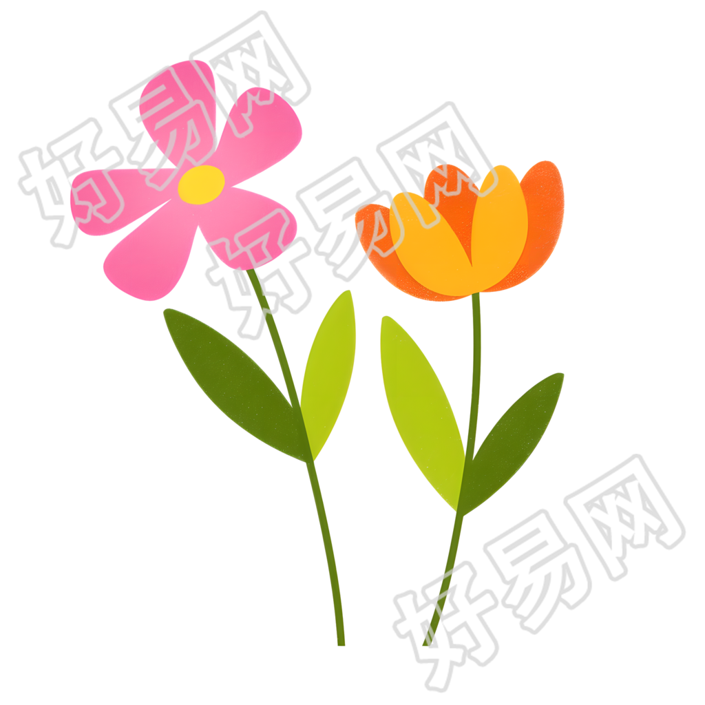 小花卡通风格插画