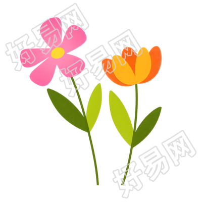 小花卡通风格插画