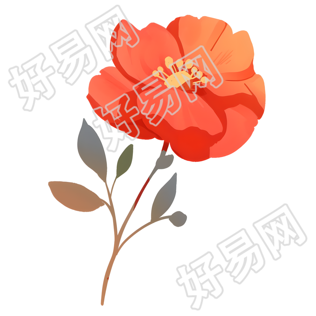 红色小花装饰元素