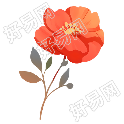 红色小花装饰元素