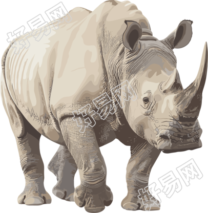 犀牛珍稀动物插图