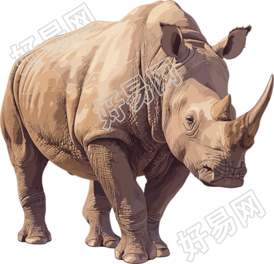 犀牛珍稀动物插画