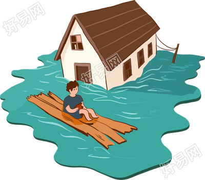 水淹房子防汛高清素材