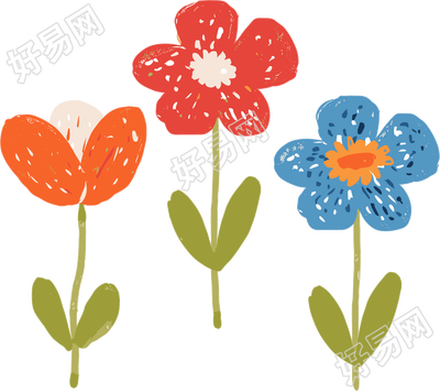 小花蜡笔画素材