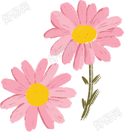 雏菊蜡笔画PNG元素