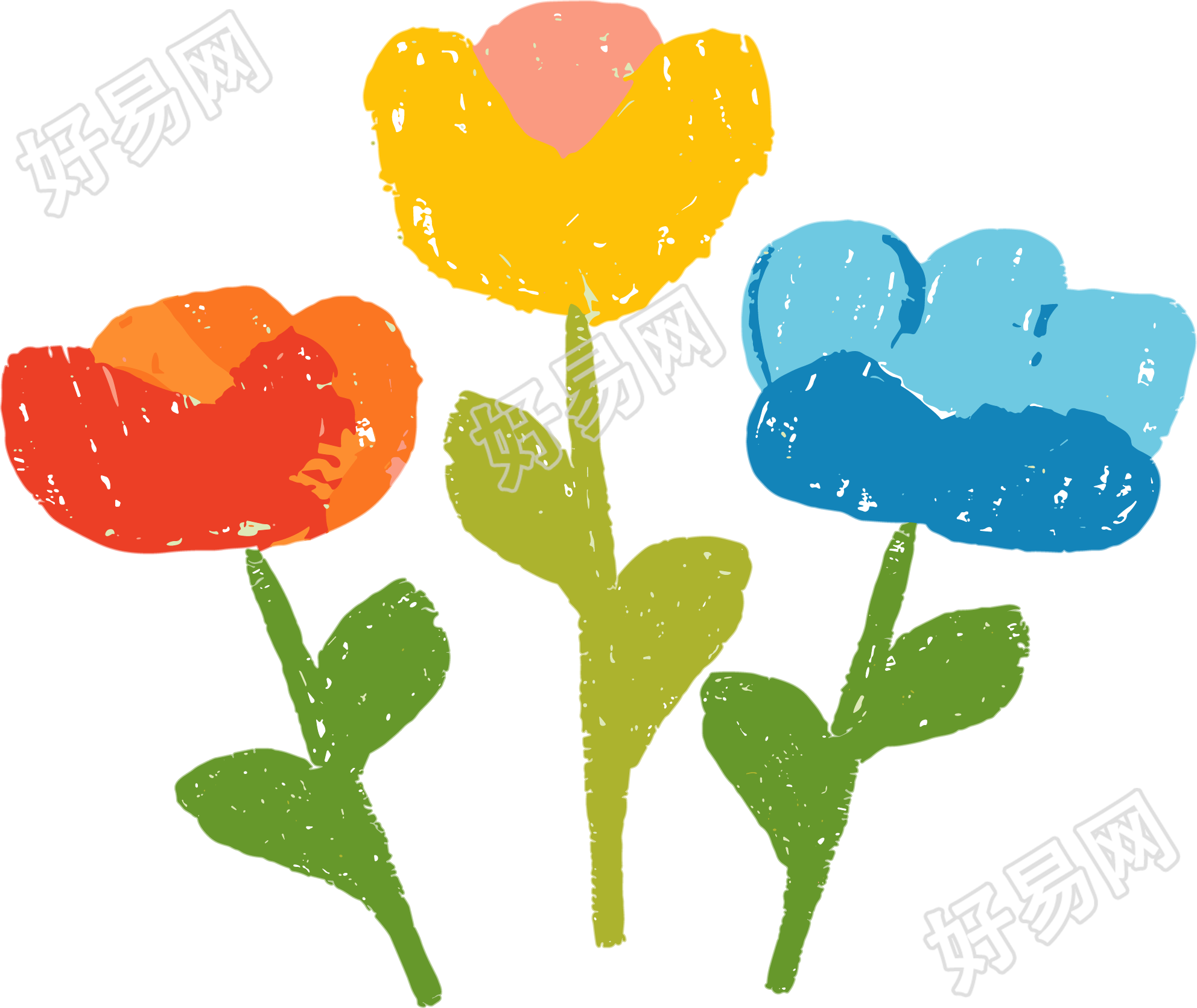 小花蜡笔画元素