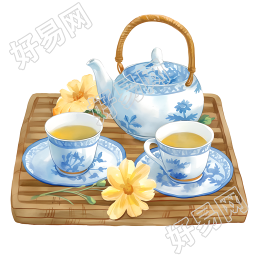 陶瓷茶壶茶杯元素