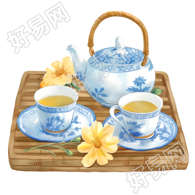 陶瓷茶壶茶杯元素