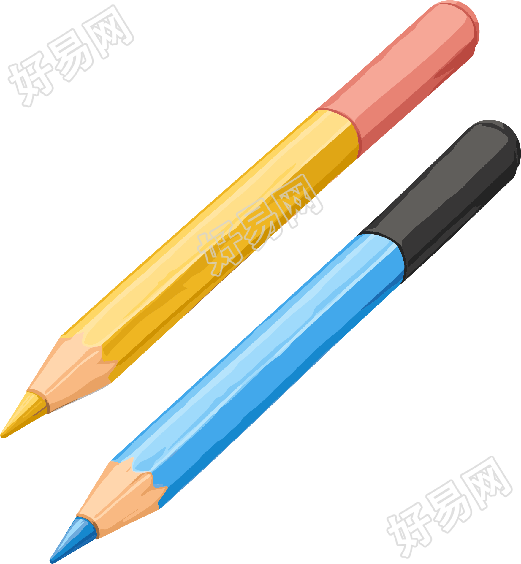 彩铅透明背景插画