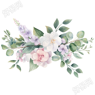 水彩花环高清图形素材