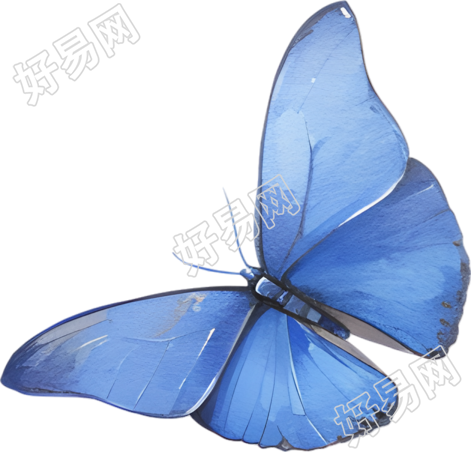 水彩蝴蝶蓝色插画