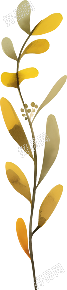 水彩叶子图形插图