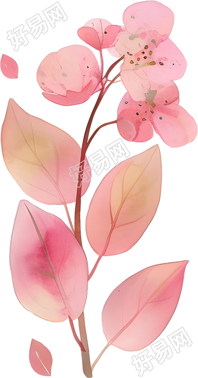 水彩植物简约元素