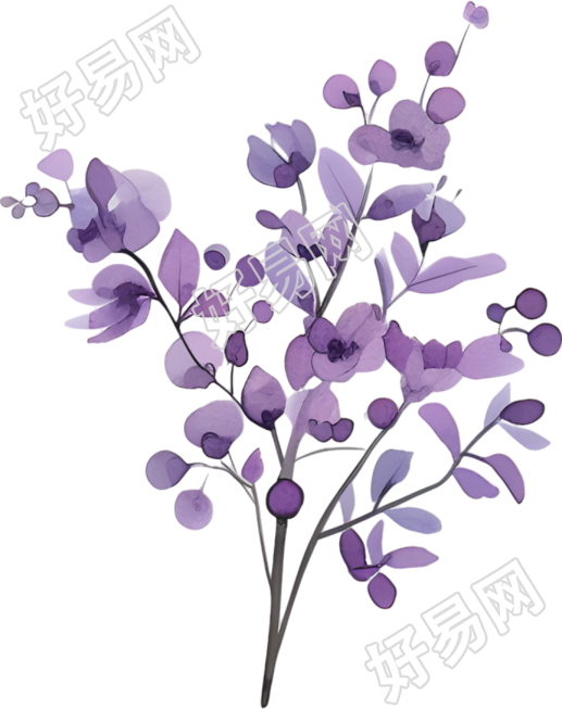 水彩植物唯美元素