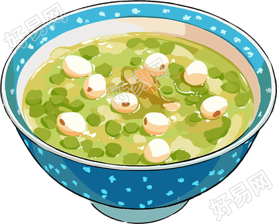 绿豆汤扁平插画