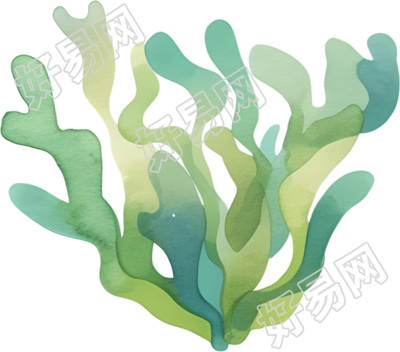 水彩水草创意插图