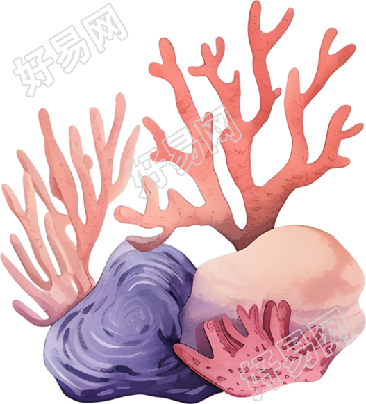 水彩珊瑚素材
