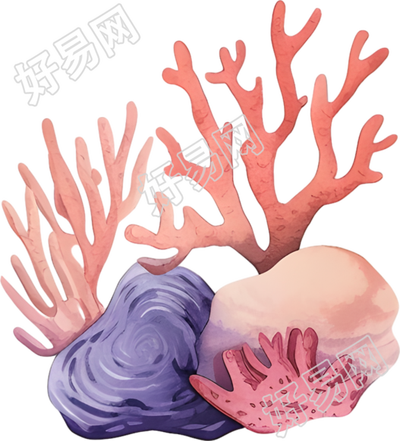 水彩珊瑚素材