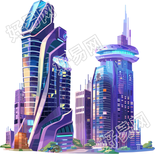 未来城市科技插画
