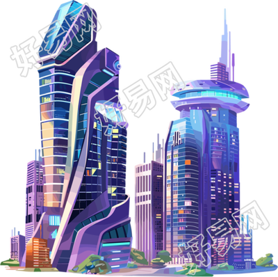 未来城市科技插画