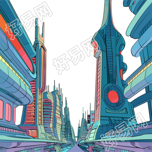 未来城市透明背景素材