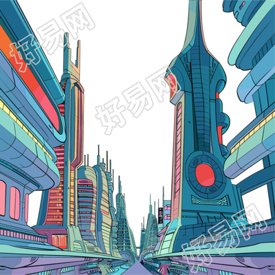 未来城市透明背景素材