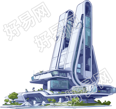 未来城市极简插图