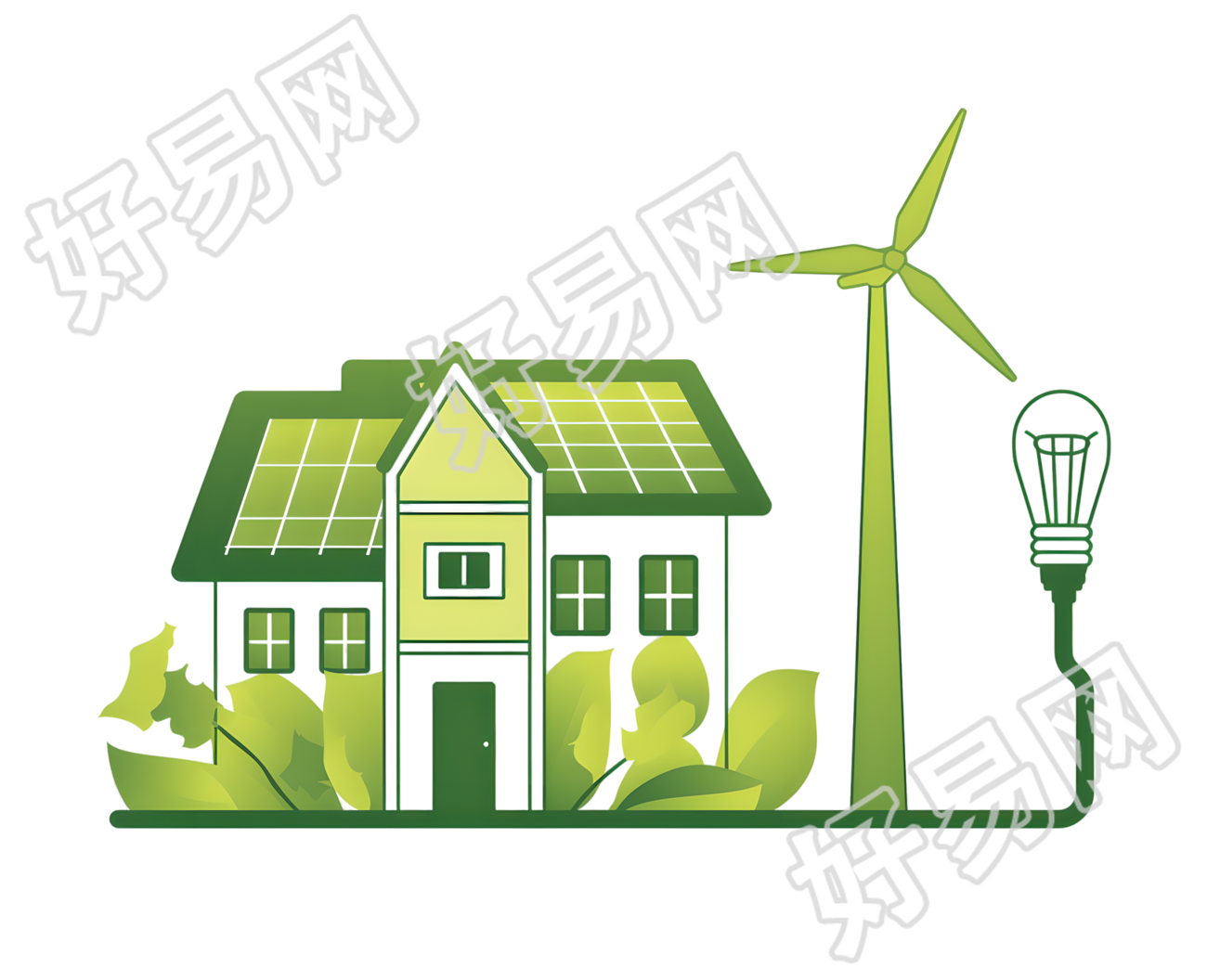 风车发电环保矢量插图