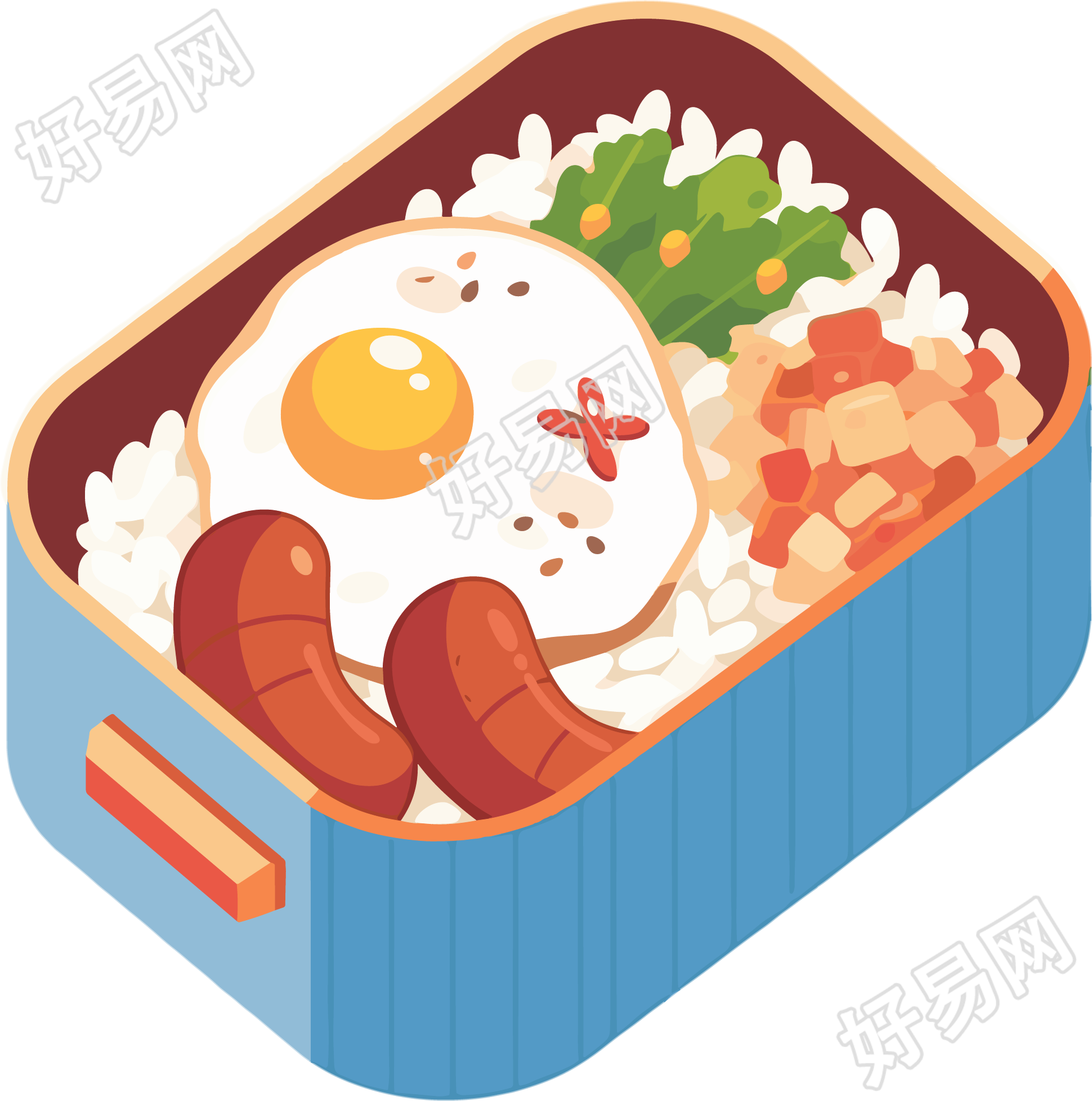 幼儿园食谱扁平插图