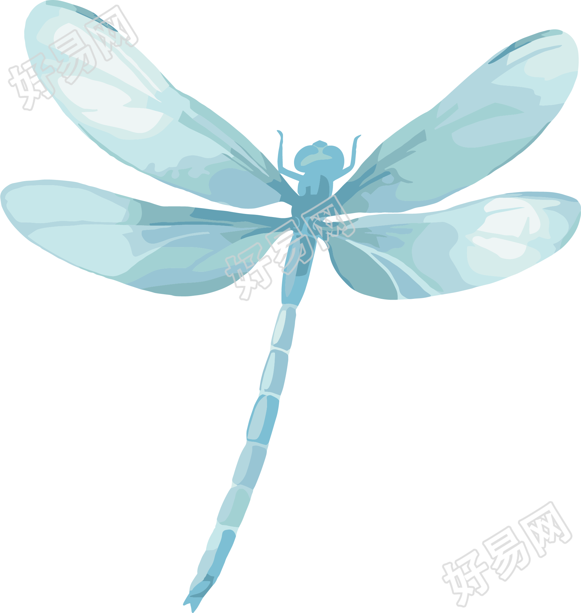 蜻蜓水彩画素材