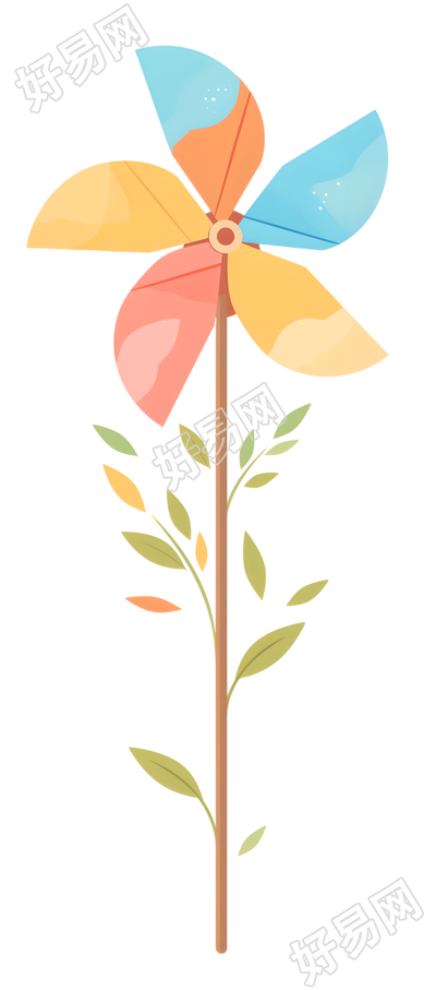彩色纸风车插图