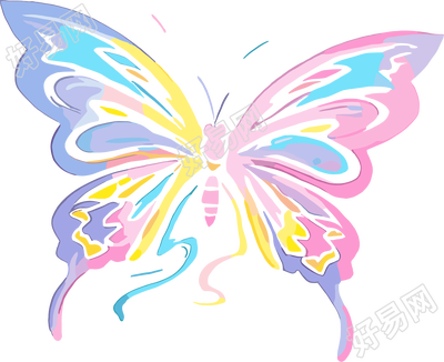 线条蝴蝶彩色插图