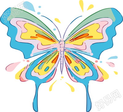 线条蝴蝶彩色插画