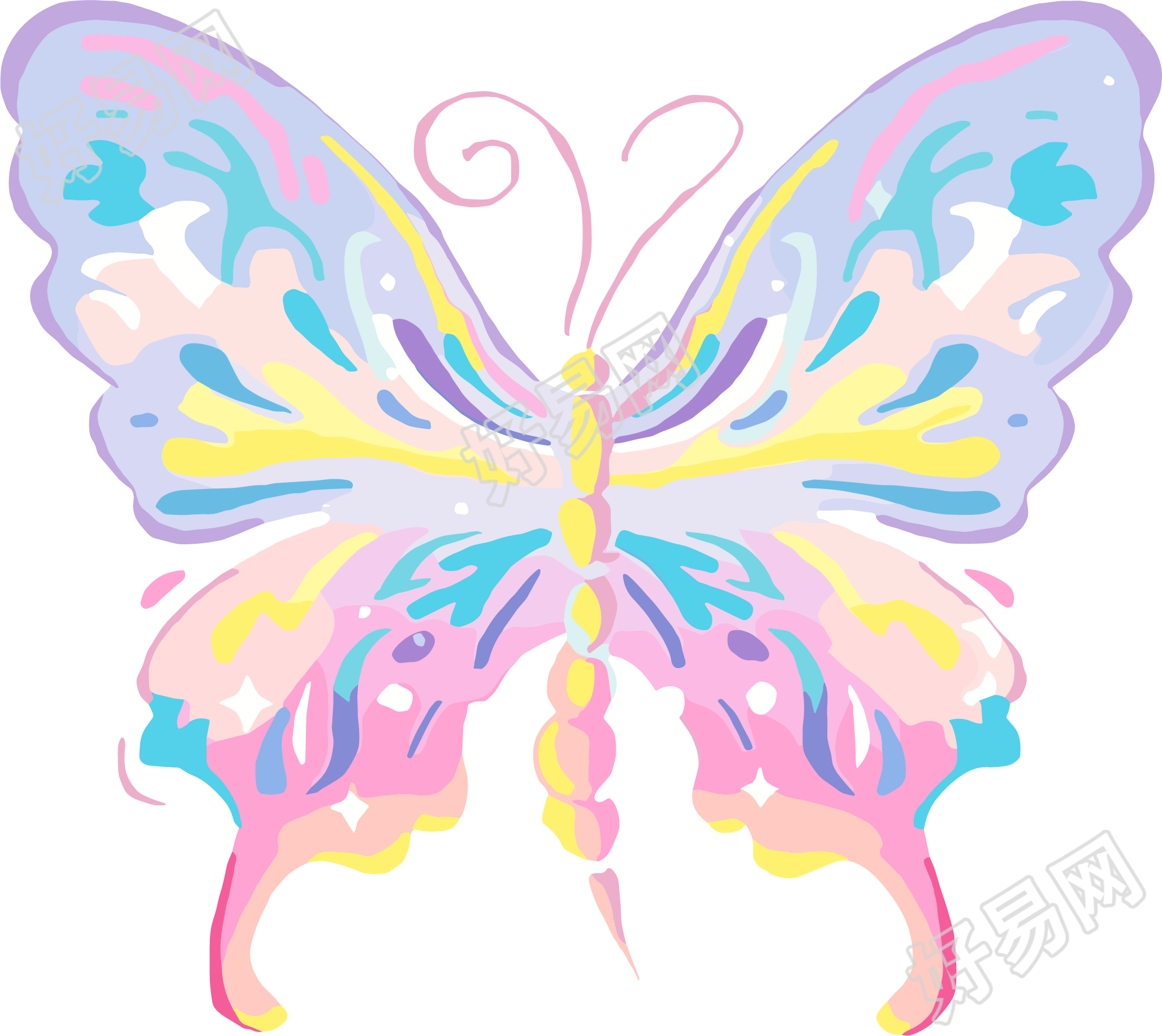 线条蝴蝶插图素材