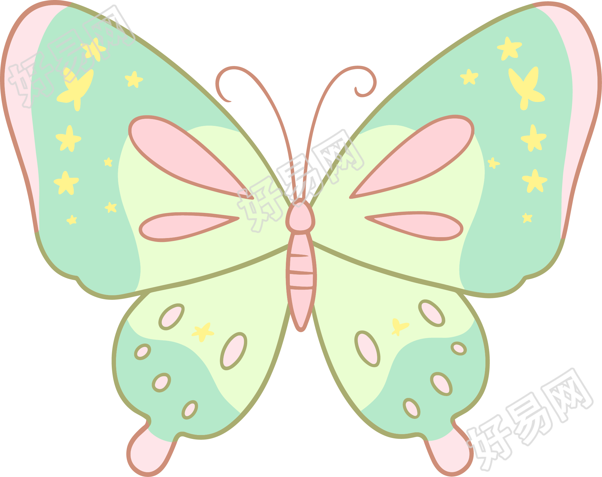 线条蝴蝶可爱插图