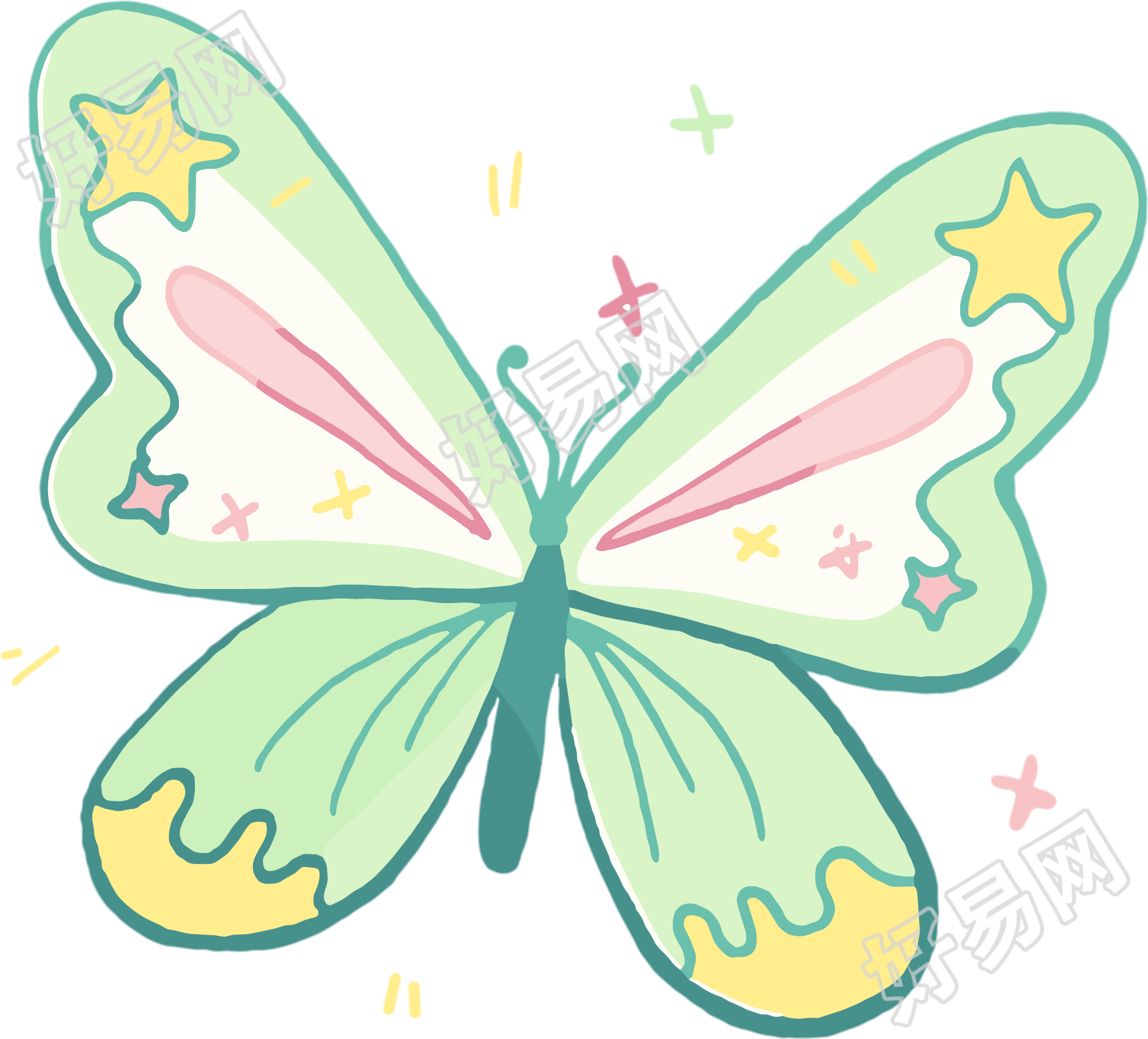 线条蝴蝶矢量插图